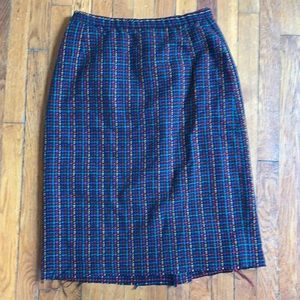 Black midi skirt with colorful grid stripes, size6